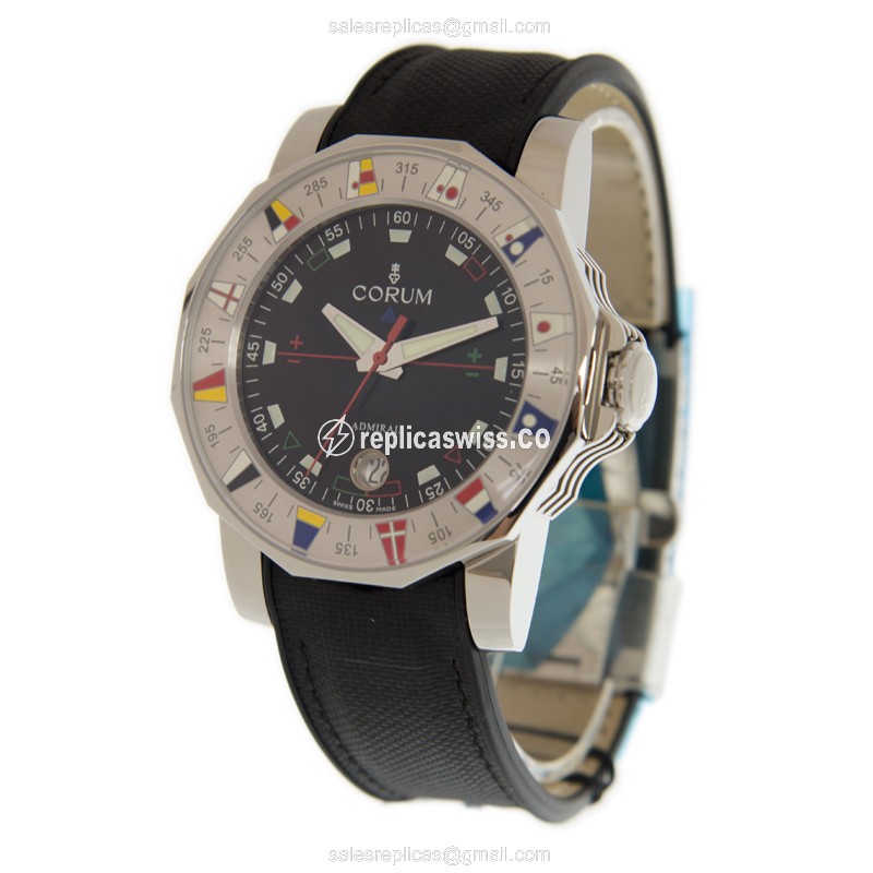 Corum Admiral Cup Replica - Automatic - Silver Dial - Steel Case - Black Rubber Strap - View 3