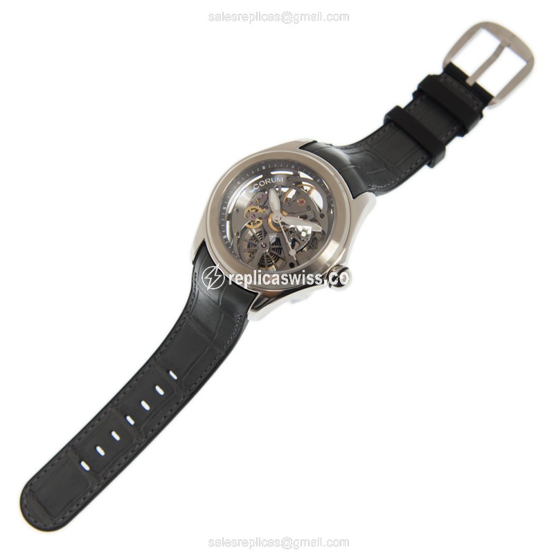 Corum Bubble Replica - Automatic - Stainless Steel - Silver Dial - Leather Strap - Buckle Clasp - View 2