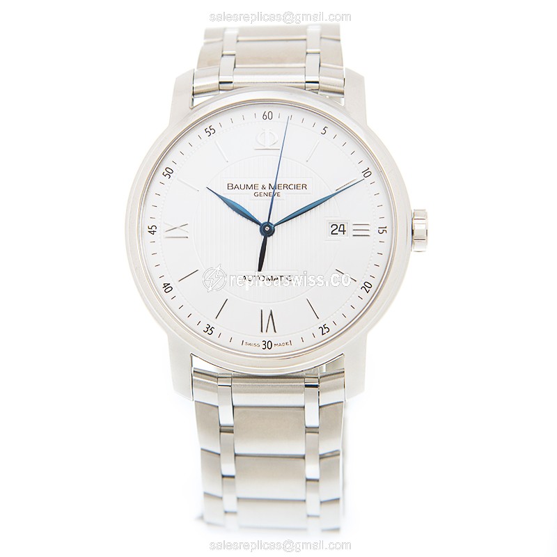 Baume & Mercier CLASSIMA Automatic - White Dial - Silver Steel Case & Strap - View 2