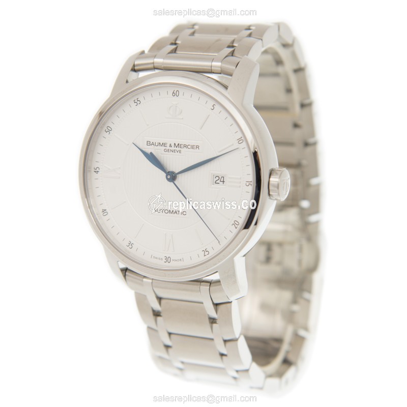 Baume & Mercier CLASSIMA Automatic - White Dial - Silver Steel Case & Strap - View 3