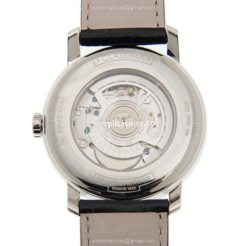 Baume & Mercier CLASSIMA Replica - Automatic - Steel Case - White Dial - Black Alligator Clasp - View 3