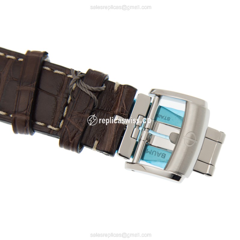 Baume & Mercier CapeLand Manual Wind - Steel Case - White Dial - Brown Alligator Strap - View 4