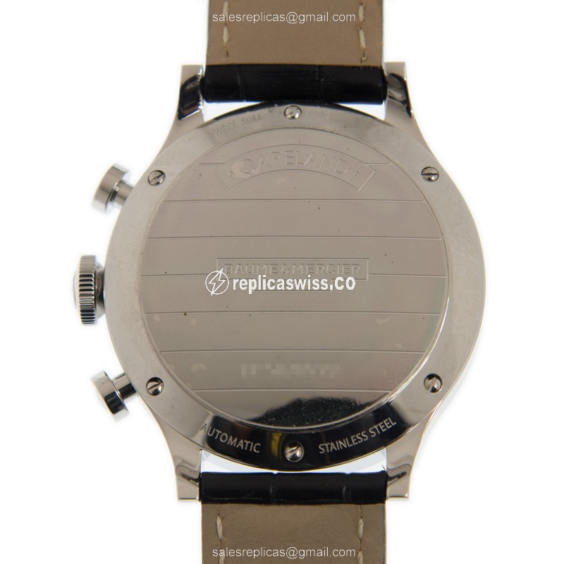 Baume & Mercier CapeLand Replica - Automatic - Black Dial - Steel Case - Alligator Black Strap - View 3