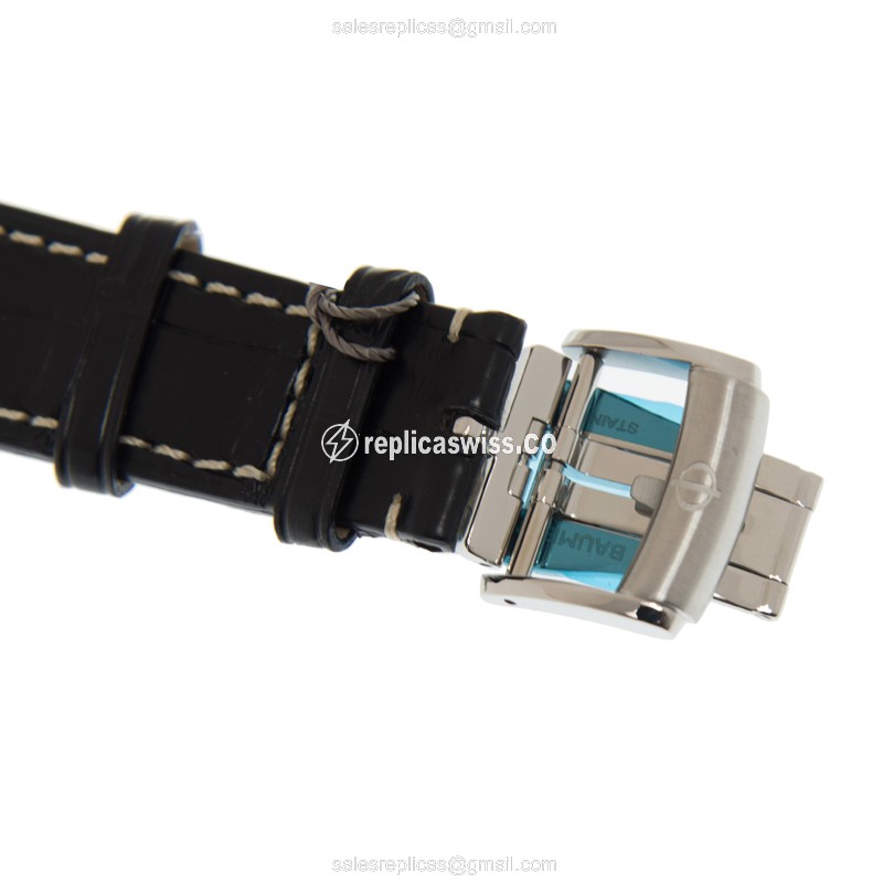 Baume & Mercier M0A10044 CapeLand Manual Wind - Steel Case - Black Dial - Alligator Black Strap - View 4