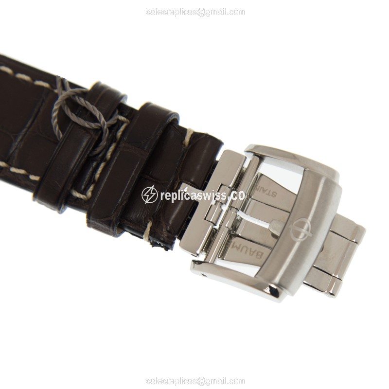 Baume & Mercier M0A10045 CapeLand - Automatic - Brown Dial - Steel Case - Brown Alligator Strap - View 4