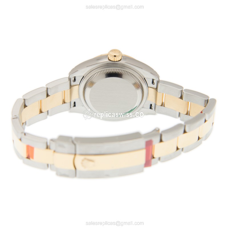 Rolex Lady Datejust Replica - Automatic - 18kt Gold & Steel - Silver Dial - Gold Strap - View 4