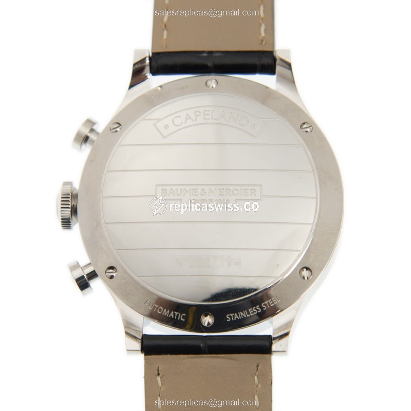 Baume & Mercier M0A10046 CAPELAND - Automatic - Steel Case - White Dial - Black Alligator Strap - View 3