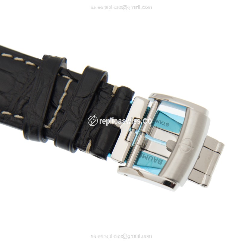 Baume & Mercier M0A10046 CAPELAND - Automatic - Steel Case - White Dial - Black Alligator Strap - View 4