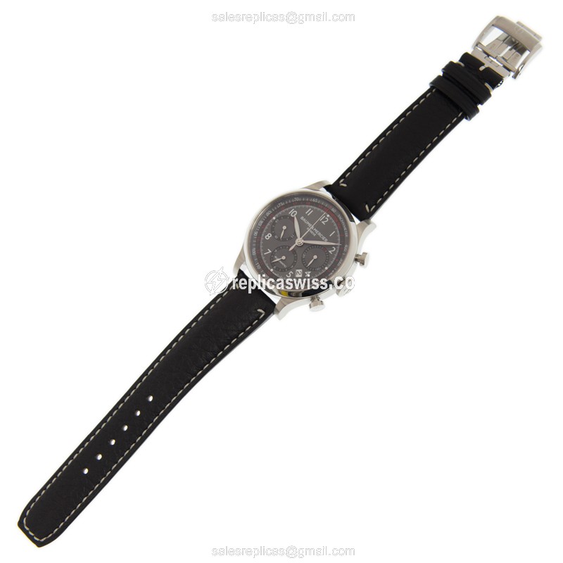 Baume & Mercier M0A10003 CapeLand Automatic - Steel Case - Dark Grey - Leather Black Strap - View 2