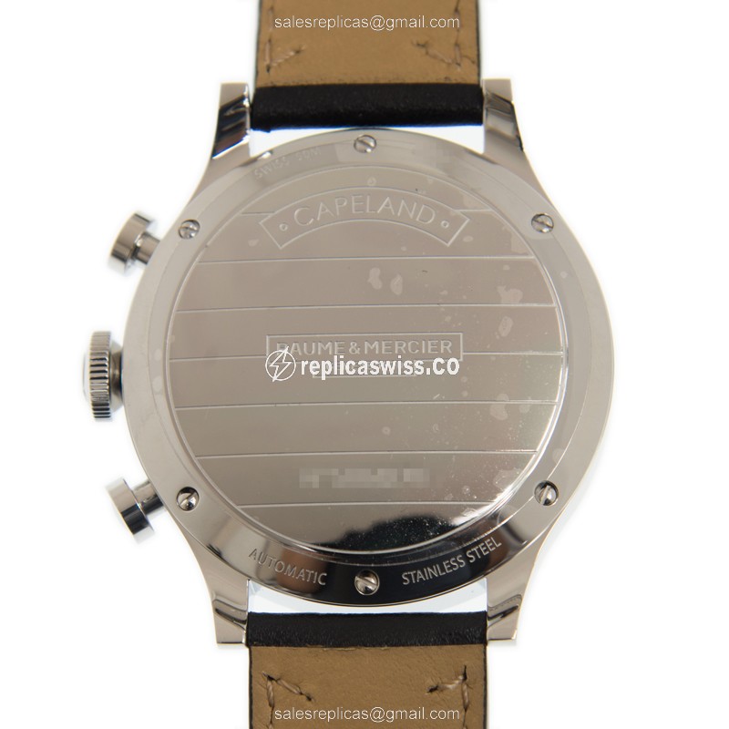 Baume & Mercier M0A10003 CapeLand Automatic - Steel Case - Dark Grey - Leather Black Strap - View 3