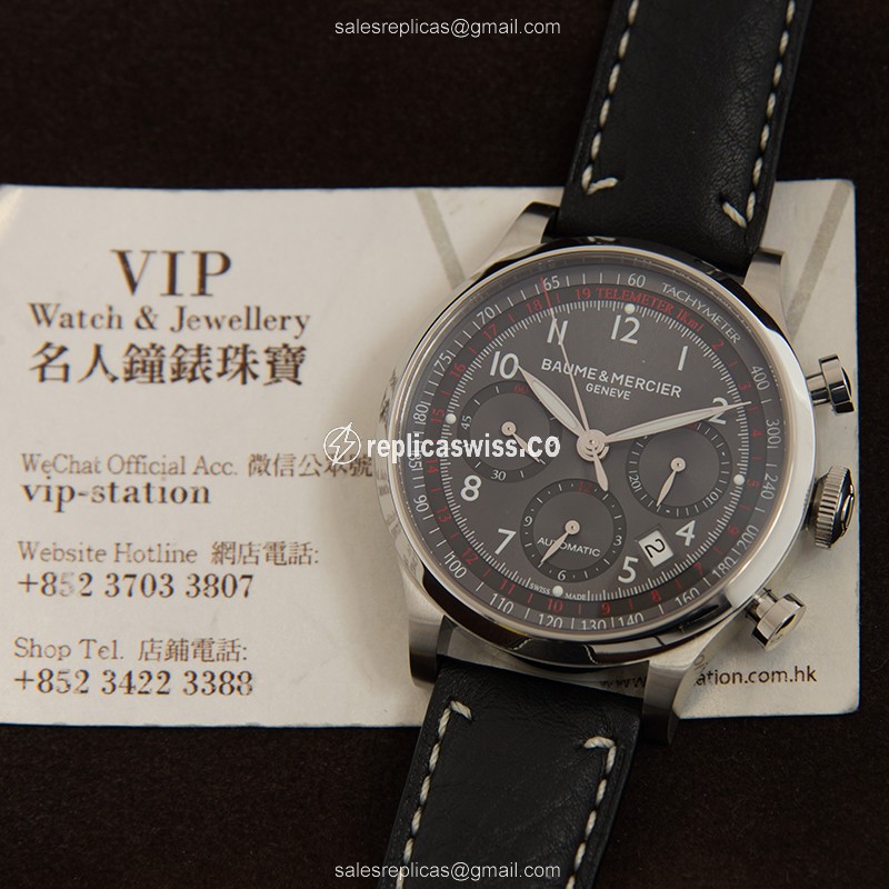 Baume & Mercier M0A10003 CapeLand Automatic - Steel Case - Dark Grey - Leather Black Strap - View 4