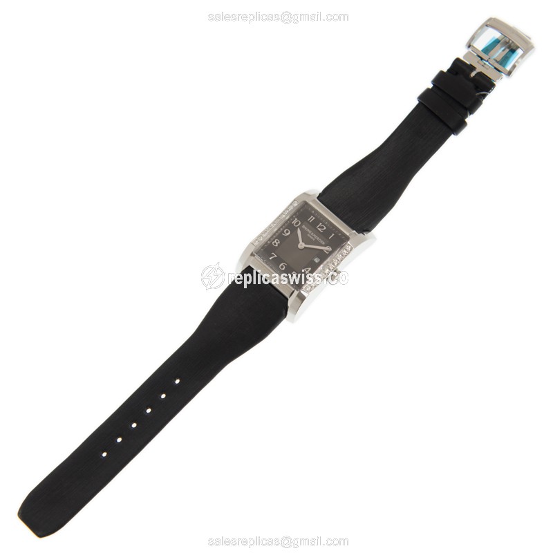 Baume & Mercier Hampton Quartz - Diamond Case - Black Dial - Satin Black Strap - View 2