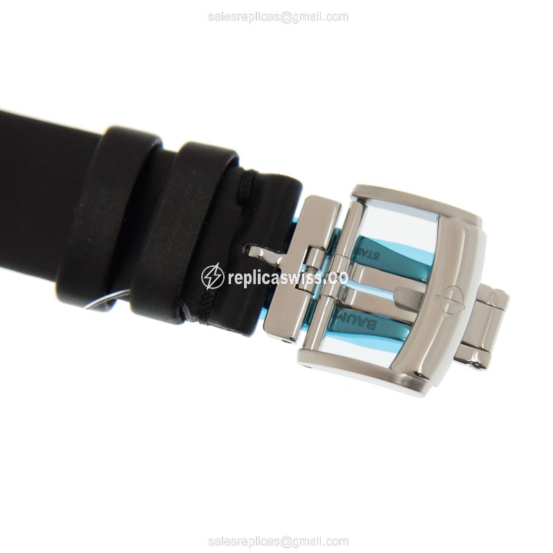 Baume & Mercier Hampton Quartz - Diamond Case - Black Dial - Satin Black Strap - View 4