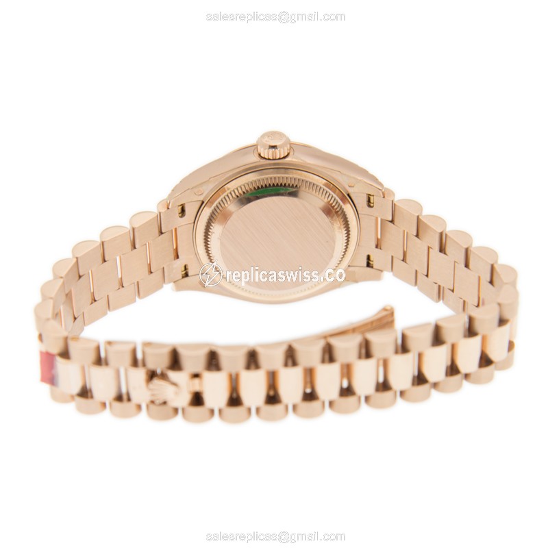 Rolex Datejust Replica - Automatic - 18kt Rose Gold - Brown Dial, Gold Clasp & Strap - View 4