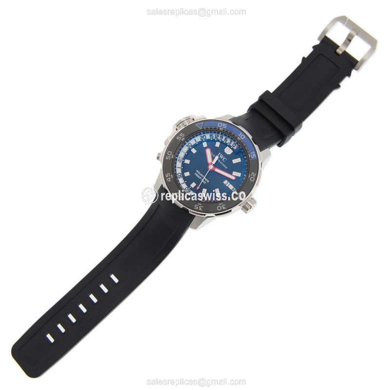 IWC AQUATIMER Replica - Automatic - Black Dial - Stainless Steel Case - Black Rubber Strap - View 2