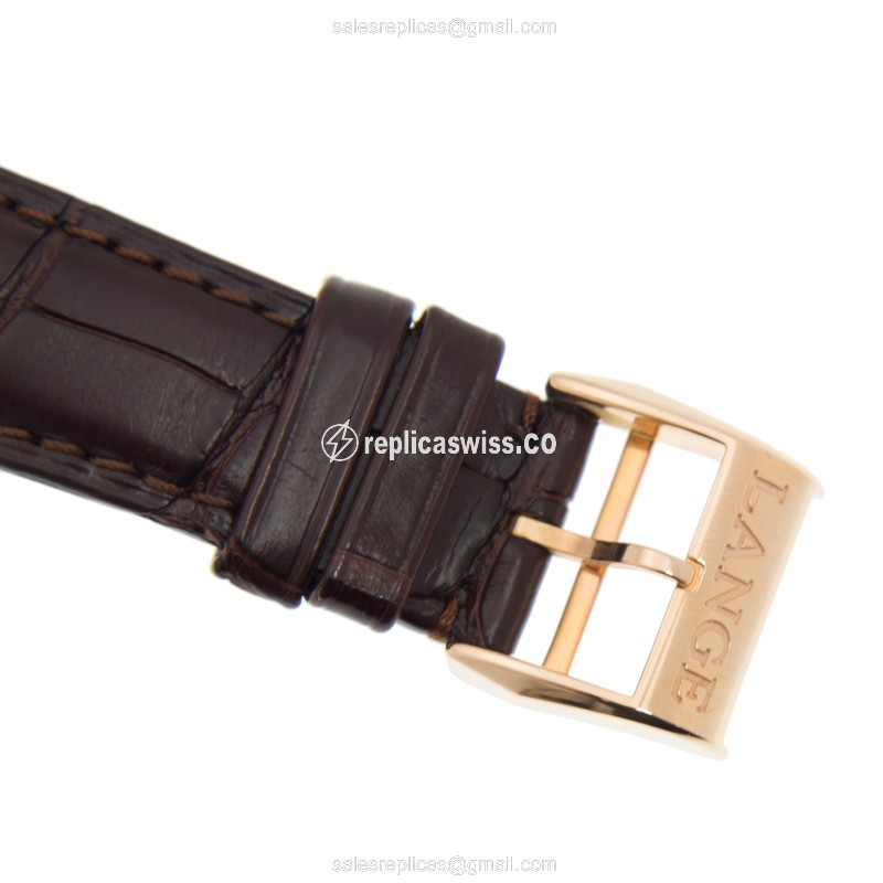 A. Lange & Sohne 402.032F 1815 Chrono - Auto - 18kt Rose Gold - White Dial - Brown Alligator Buckle - View 4