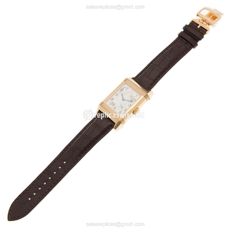 Jaeger-Lecoultre Q3002420 Replica - Manual Wind - 18kt Gold - White Dial - Brown Alligator Strap - View 2