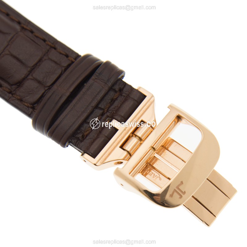 Jaeger-Lecoultre Q3002420 Replica - Manual Wind - 18kt Gold - White Dial - Brown Alligator Strap - View 4