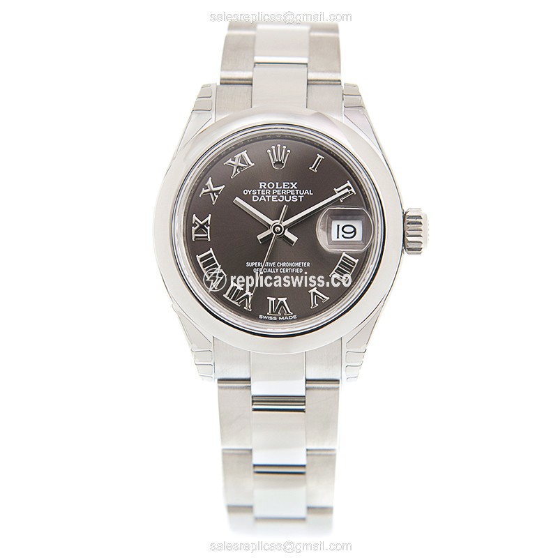 Rolex Lady Datejust Replica - Automatic - Stainless Steel - Gray Dial on Silver Strap - View 2