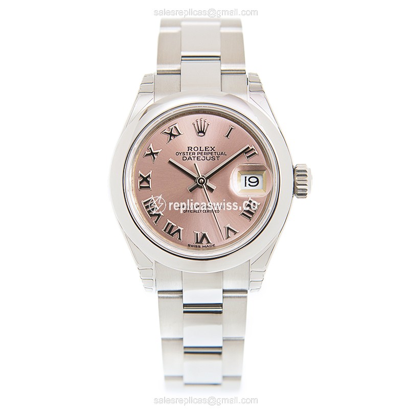 Rolex Lady Datejust Replica - Automatic - Pink Dial on Silver Steel Strap - View 2