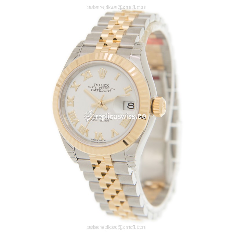 Rolex Lady Datejust Replica - Automatic - 18kt Gold & Steel - White Dial - View 3