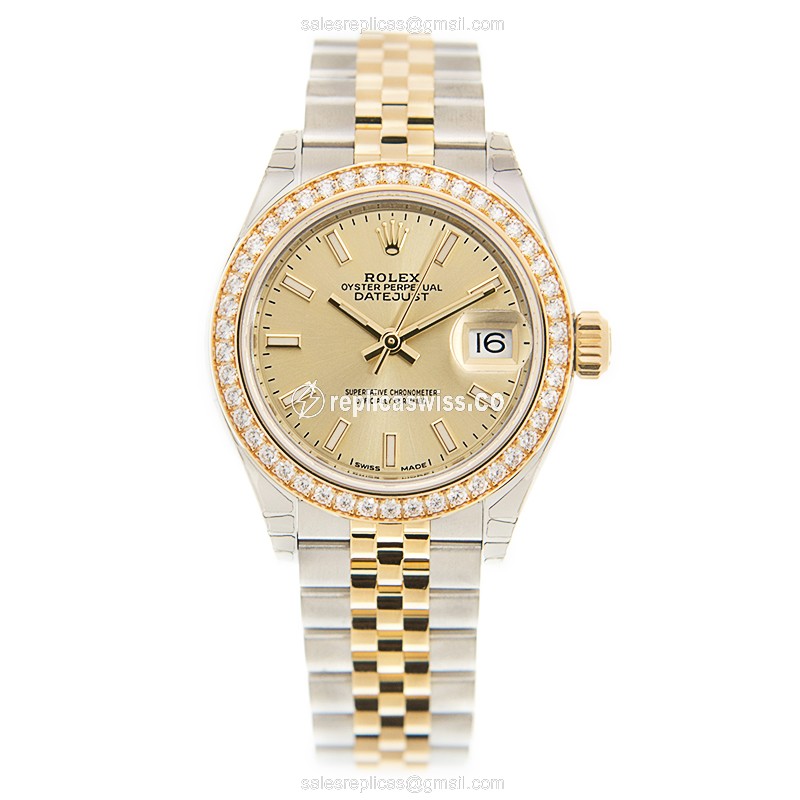 Rolex Lady Datejust Replica - Automatic - Gold Dial, Gold Clasp - View 2