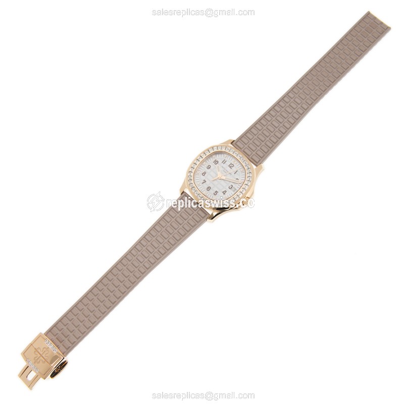 Patek Philippe AQUANAUT Replica - Automatic - 18kt Rose Gold - Diamond-Set - Gray Dial - Rubber Strap - Grey - View 2