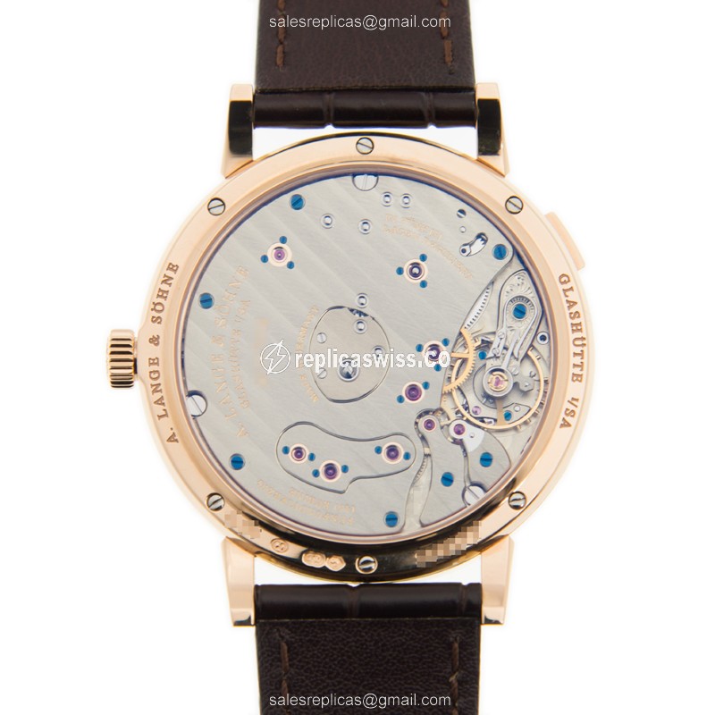A Lange & Sohne LANGE 1 Manual Wind 18kt Rose Gold - White Dial, Brown Alligator Strap - View 3