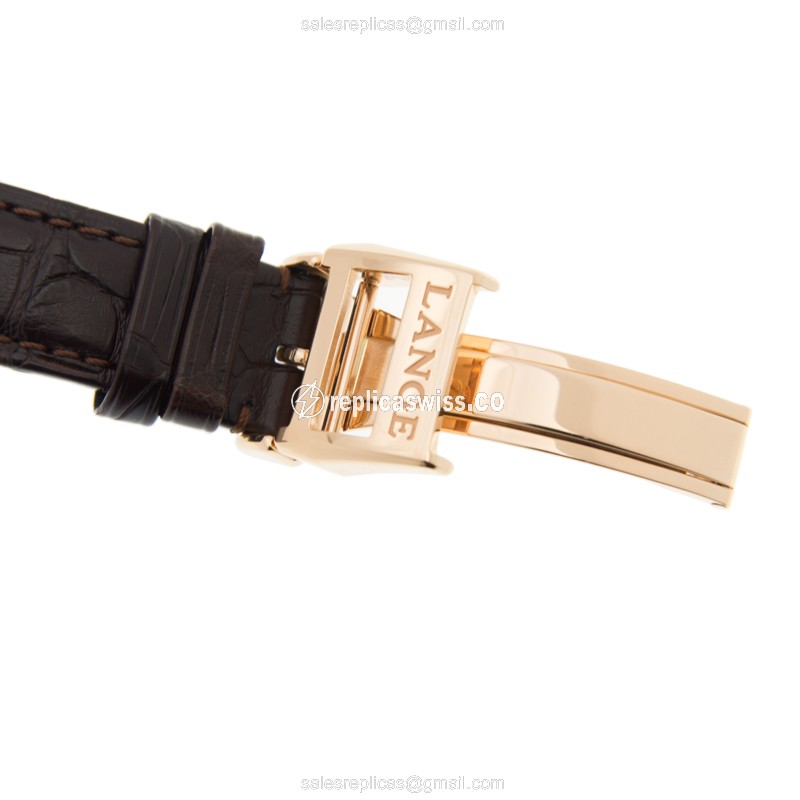 A Lange & Sohne LANGE 1 Manual Wind 18kt Rose Gold - White Dial, Brown Alligator Strap - View 4