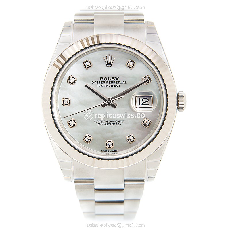 Rolex Datejust Replica - Automatic - White Gold & Steel - White Dial - View 2