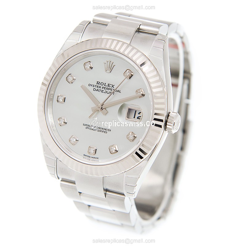Rolex Datejust Replica - Automatic - White Gold & Steel - White Dial - View 3