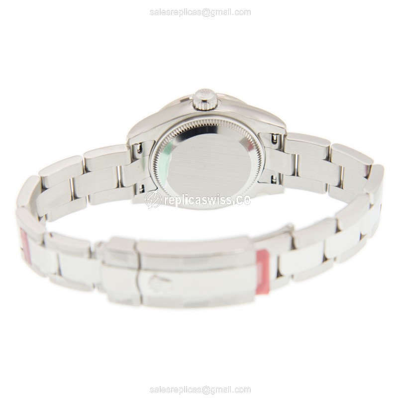Rolex Lady Datejust Replica - Automatic - White Gold & Diamond - Silver Dial - Steel Strap - View 4