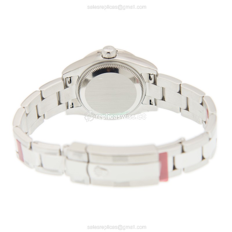 Rolex Lady Datejust Replica - Automatic - 18kt White Gold Case - Silver Dial on Steel Strap - View 4