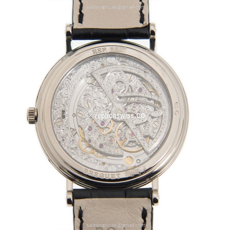 Breguet 3337BB/1E/986 Replica - Automatic - 18kt Gold Case - Silver Dial - Black Alligator Strap - View 2