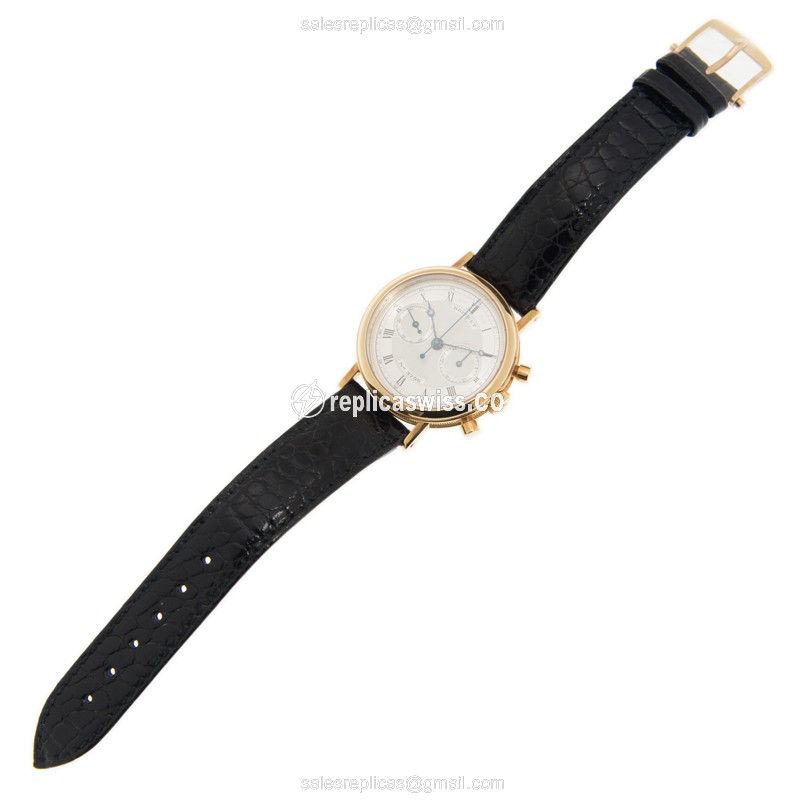 Breguet 3237BA/12/286 Classic - Manual - 18kt Yellow Gold - Silver Dial - Brown Alligator Buckle - View 2