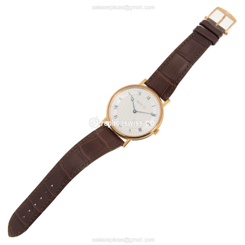 Breguet 5967BA/11/9W6 Classic - Manual - 18kt Yellow Gold - Silver Dial - Brown Alligator Buckle - View 2
