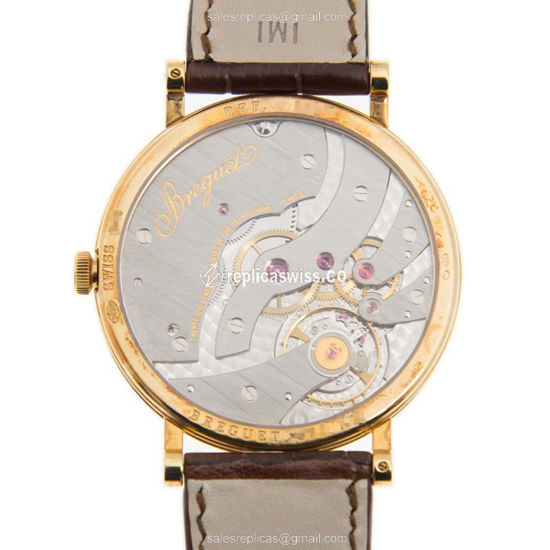 Breguet 5967BA/11/9W6 Classic - Manual - 18kt Yellow Gold - Silver Dial - Brown Alligator Buckle - View 3