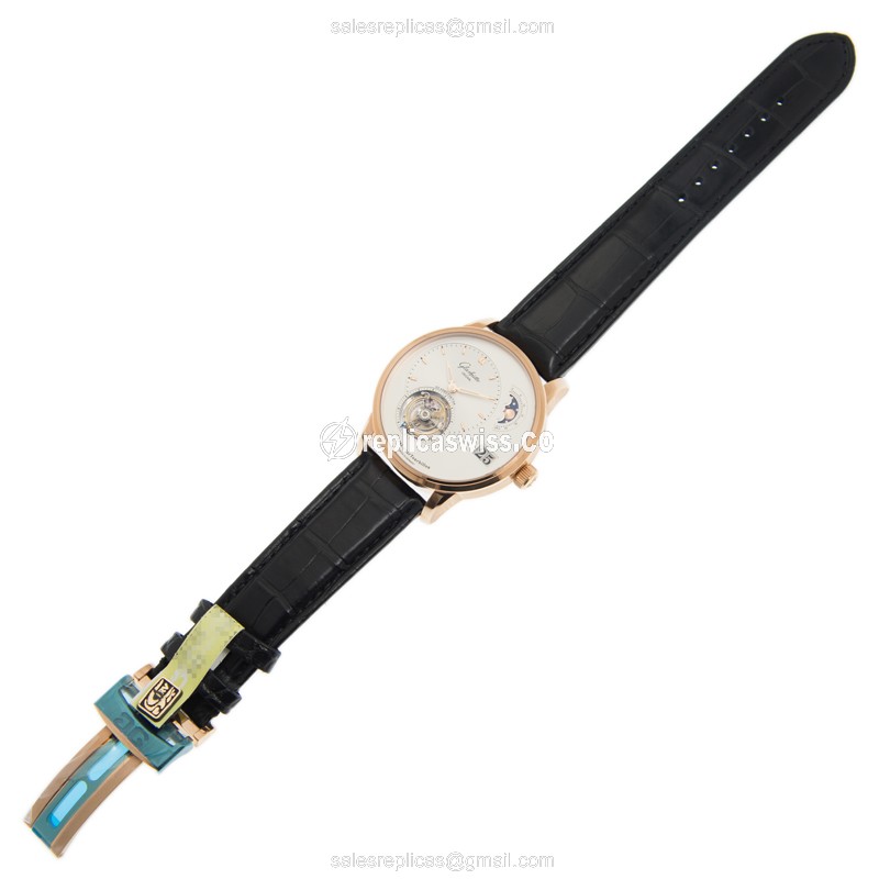 Glashutte 1-93-02-05-05-04 PANO Automatic 18kt Rose Gold - White Dial - Black Alligator Strap - Clasp - View 2