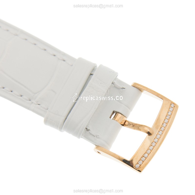 Piaget Limelight Replica - Automatic - 18kt Rose Gold - Diamonds - White Dial - Brown Alligator - View 4