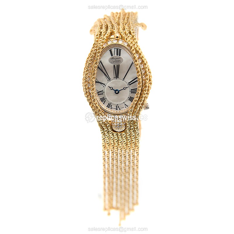 Breguet Reine de Naples Replica - Automatic 18kt Gold - Diamond Accents - White Dial - View 2
