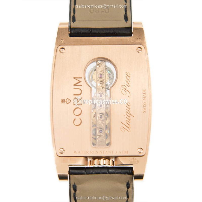 Corum BRIDGE Replica - Manual Wind - 18kt Rose Gold - Gray Dial - Black Alligator Strap - View 3