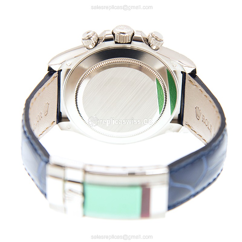 Rolex Daytona Replica - White Gold - Diamond - Automatic - Blue Alligator - View 4
