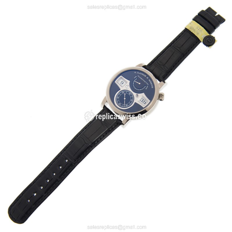 A Lange & Sohne OWL Series - Automatic - 18kt White Gold - Black Dial - Alligator Black Buckle - View 2