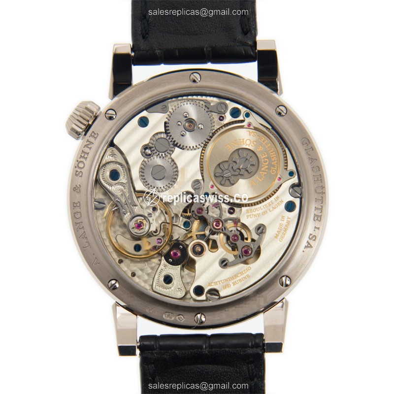 A Lange & Sohne OWL Series - Automatic - 18kt White Gold - Black Dial - Alligator Black Buckle - View 3