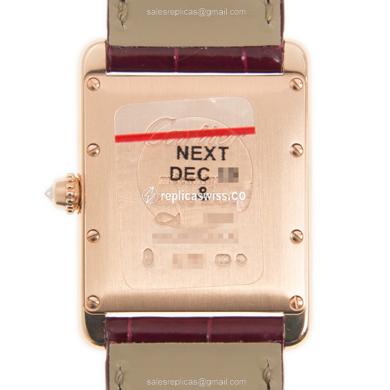 Cartier WJTA0014 Replica - Manual - 18kt Rose Gold Case - White Dial - Red Alligator Strap - View 3
