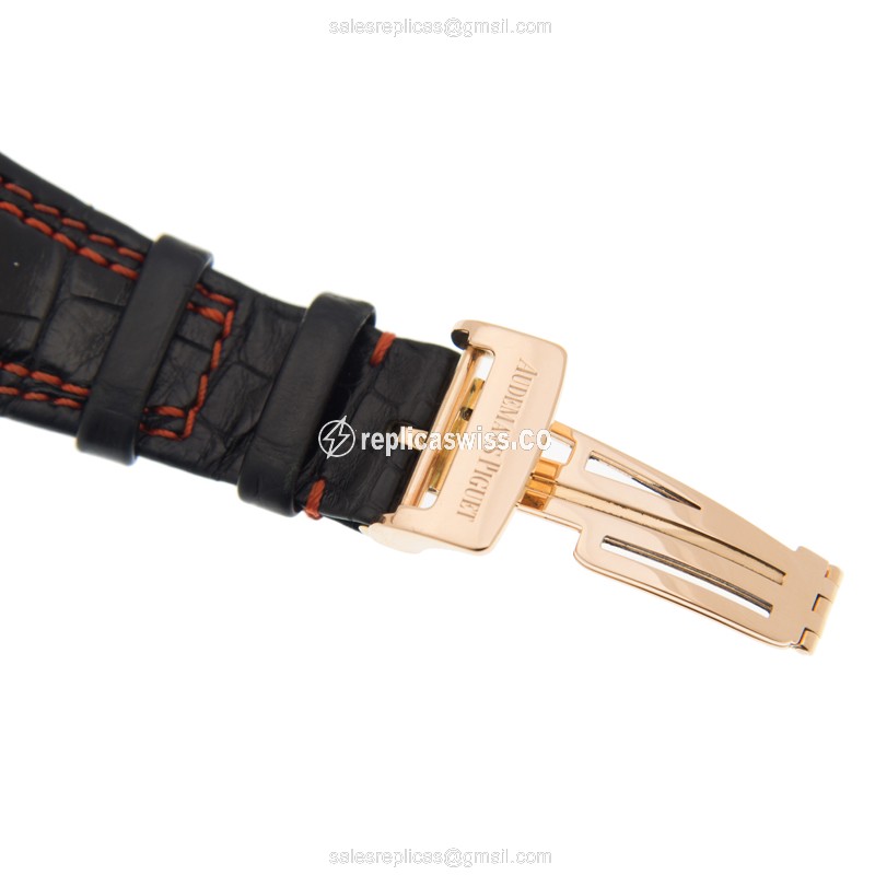 Audemars Piguet Replica - 26284RO.OO.D002CR.01 - Automatic - 18kt Rose Gold & Steel Case - Red Dial - Black Leather Strap - View 4