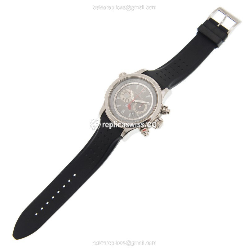 Jaeger-Lecoultre Q1766440 Replica - Ultra Thin - Automatic - Platinum - Gray Dial - Black Rubber Strap - View 2