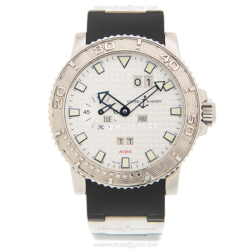 Ulysse Nardin 333-88-3 Automatic - Silver Dial - Black Rubber Strap - Clasp - View 2