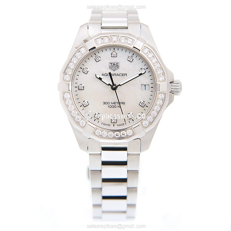 Tag Heuer AQUARACER Quartz - White Dial - Steel Case - Silver Steel Strap - View 2
