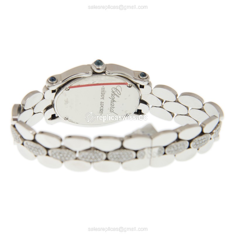 Chopard NRSVDIA_DIASTRAP Happy Sport Quartz - Diamond Case - White Dial - Silver Steel Strap - View 4